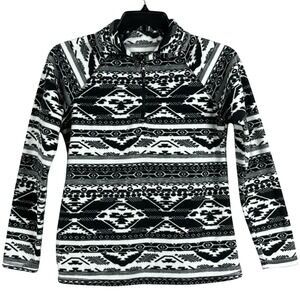 Eddie Bauer  1/4 Zip Pullover Fleece Womens Size Small Black & White Long Sleeve